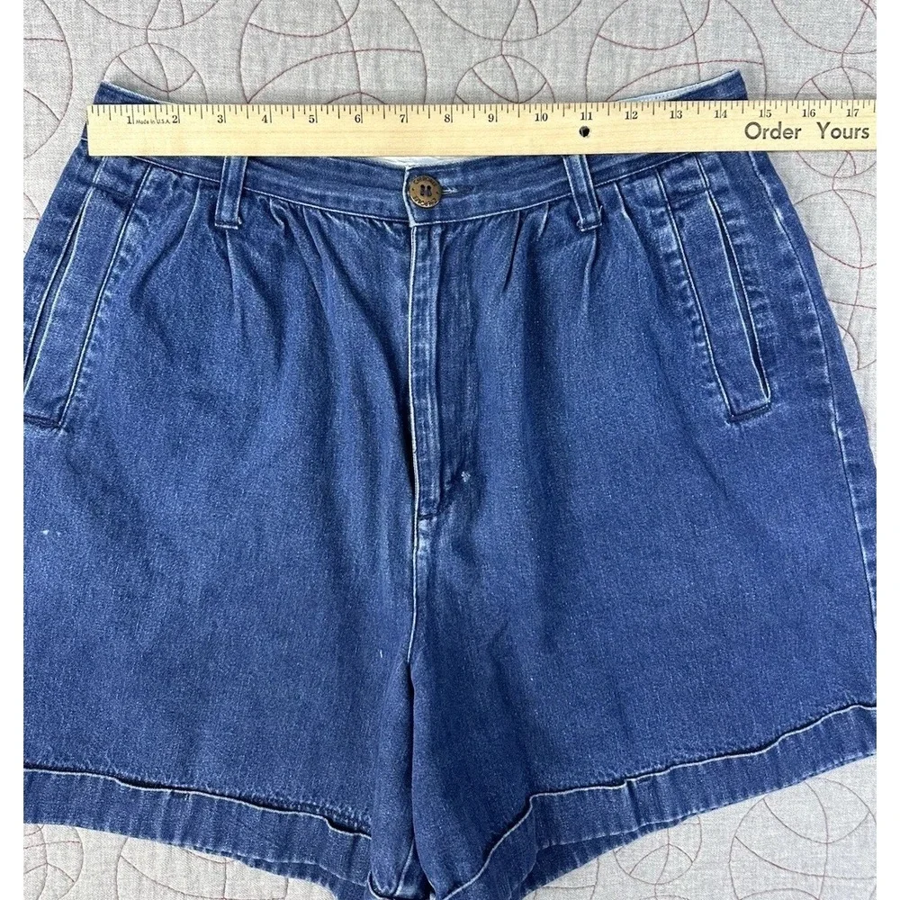 VTG Cherokee Baggy Denim Shorts Blue High Rise Pleated Vintage Mom Jean 90s / 14